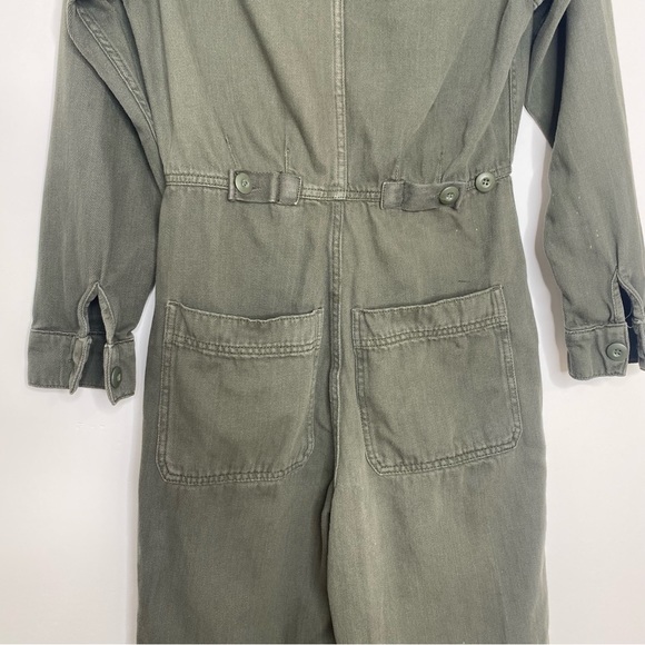 Free People Gia Long Sleeve Coverall Jumpsuit Military Army Green Size XS - Picture 12 of 14